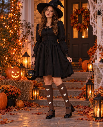 Patterned Compression Socks Knee High 6 Pair Set - Botanical Color Mix Halloween cosplay model scene