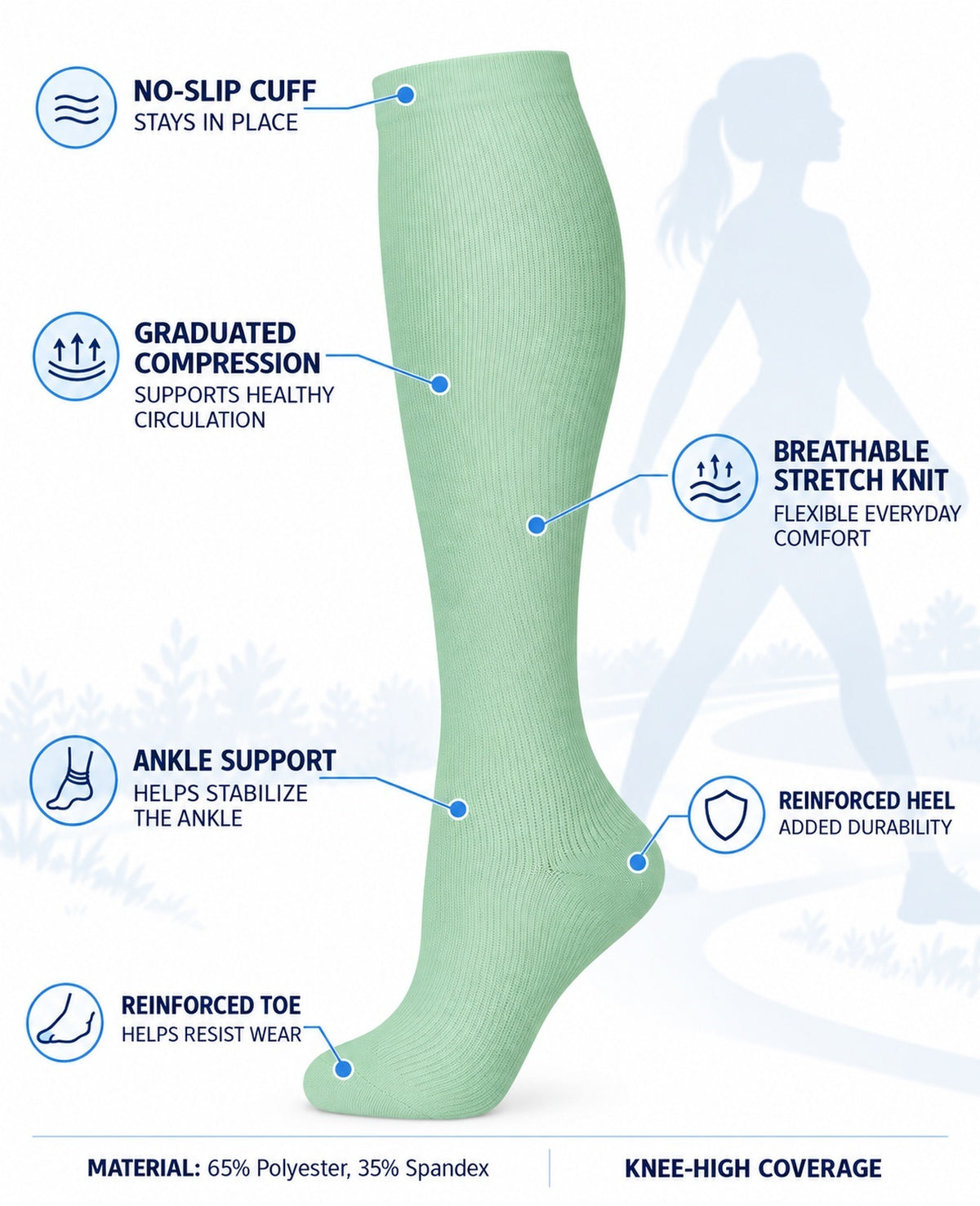Patterned Compression Socks Knee High 6 Pair Set - Garden Mix approved structure and function
