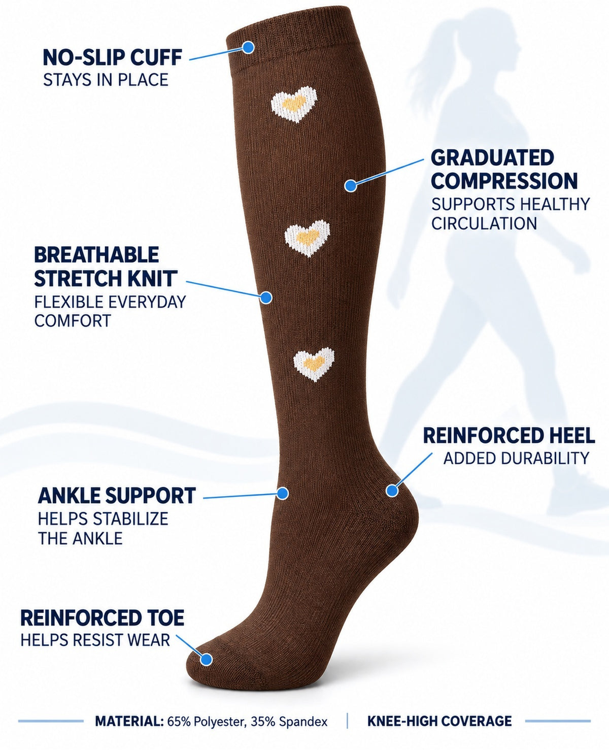 Patterned Compression Socks Knee High 6 Pair Set - Botanical Color Mix approved structure and function