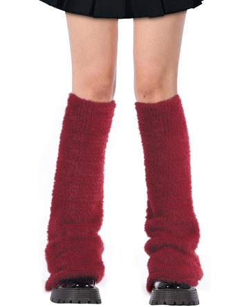 Moon Wood Burgundy Fuzzy Flared Leg Warmers - view 1
