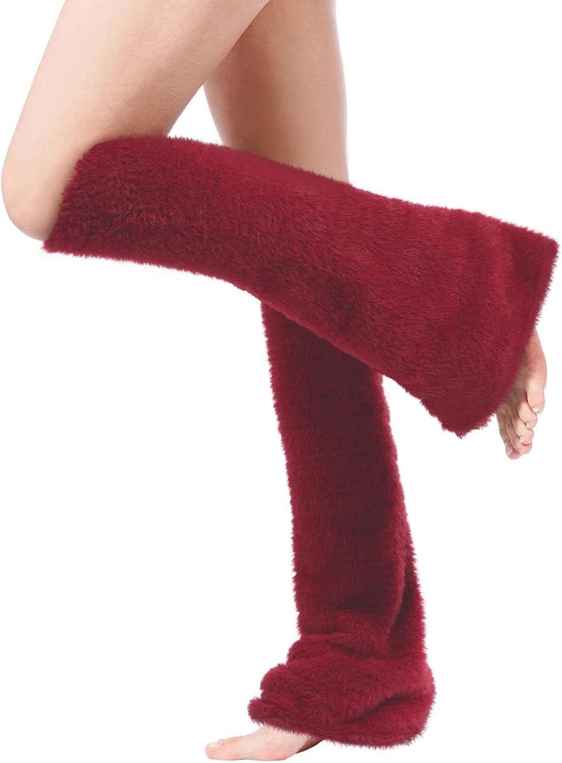 Moon Wood Burgundy Fuzzy Flared Leg Warmers - view 4