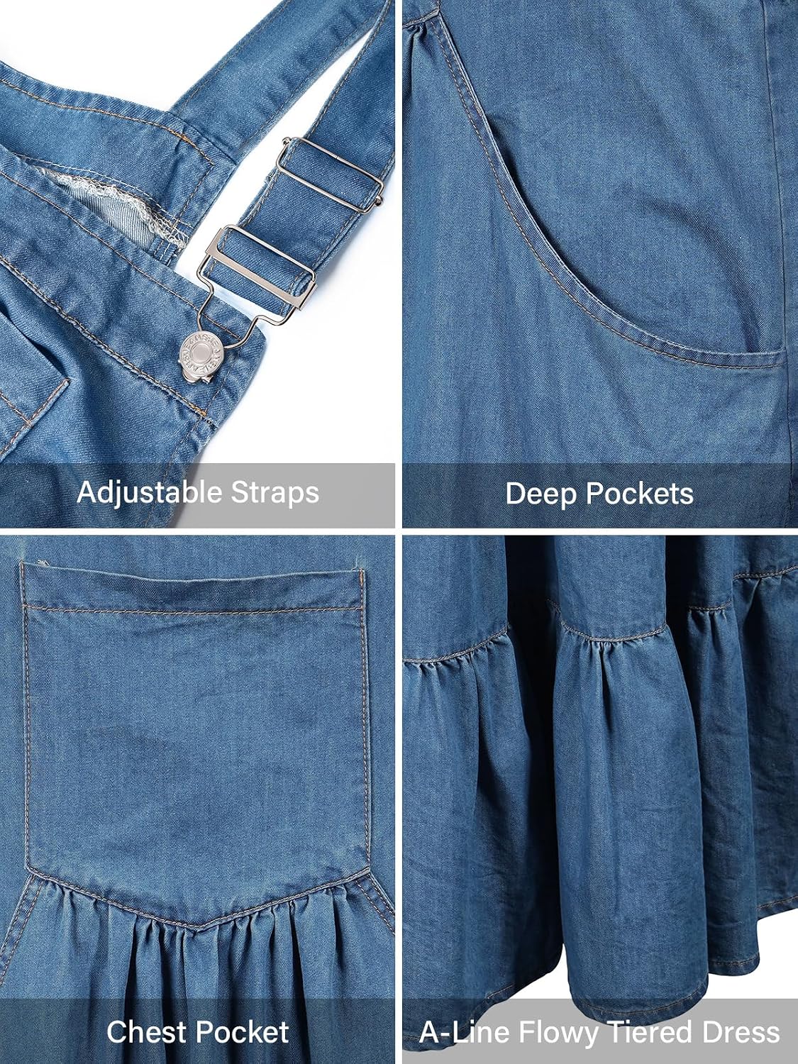 Moon Wood Ashleigh Blue Denim Overall Dress - view 4