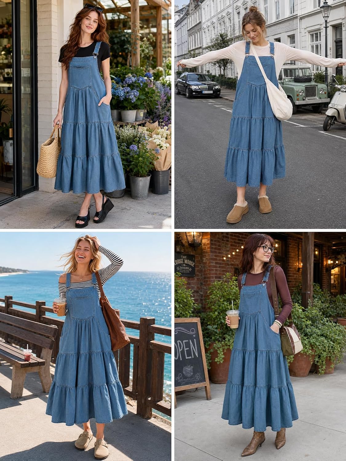Moon Wood Ashleigh Blue Denim Overall Dress - view 6