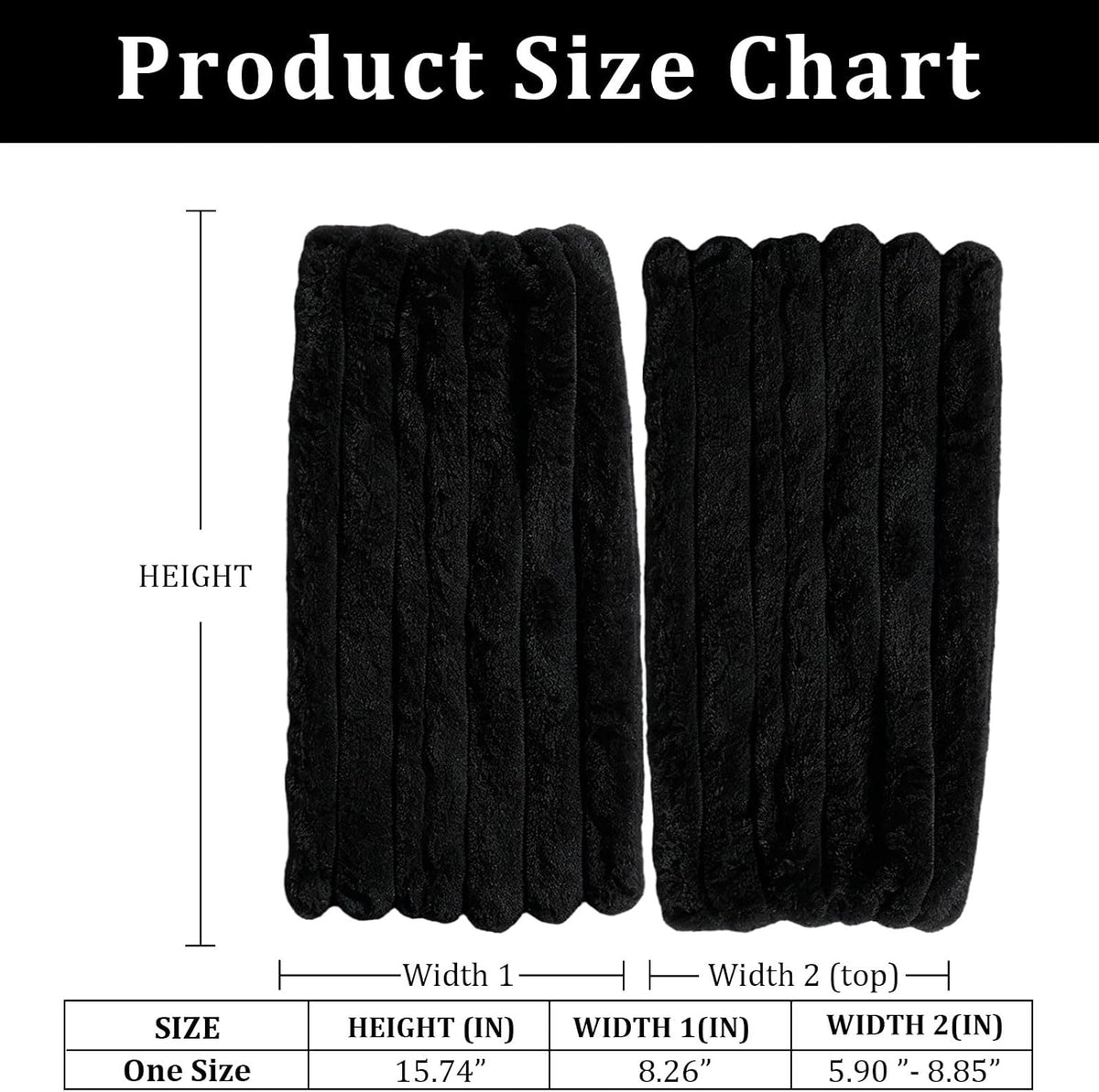 Moon Wood Faux Fur Furry Leg Warmers Fluffy Boot Covers - Black - view 5