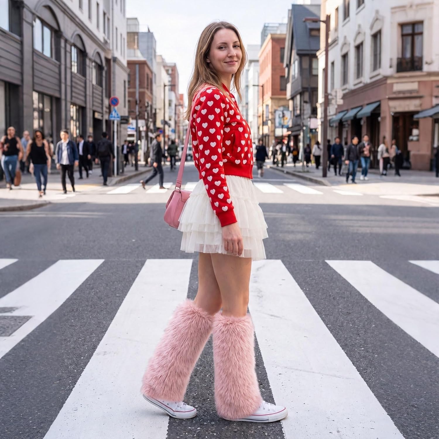 Moon Wood Fuzzy Thick Leg Warmers - Blush Pink - view 2