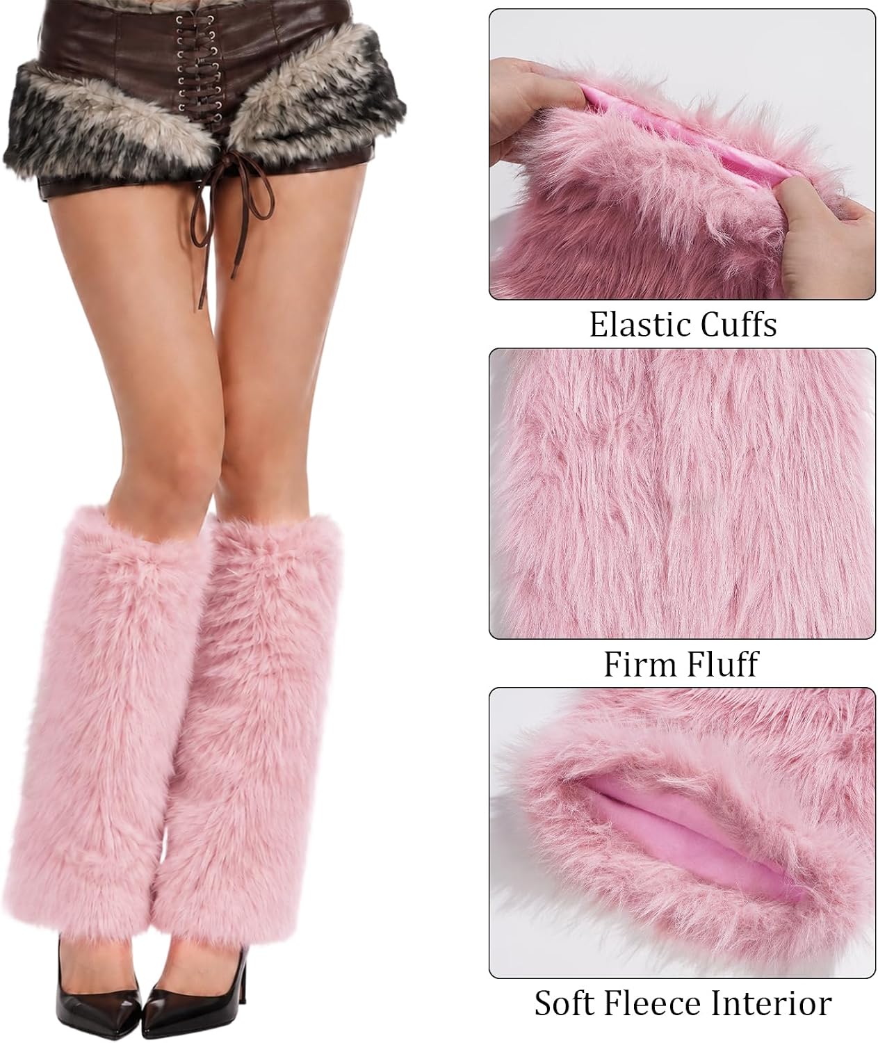 Moon Wood Fuzzy Thick Leg Warmers - Blush Pink - view 5