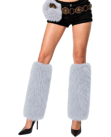 Moon Wood Fuzzy Thick Leg Warmers - Grey - view 1