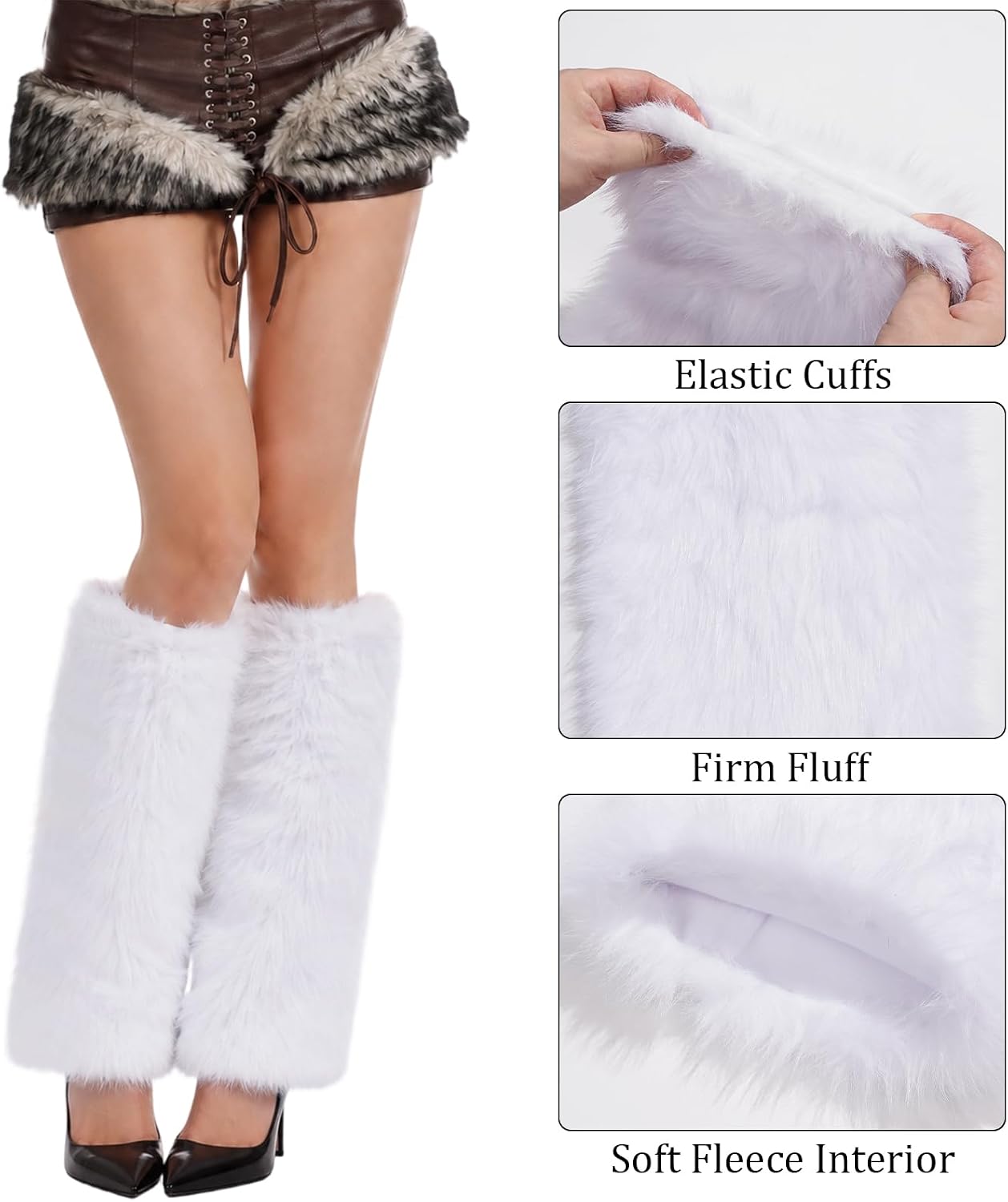 Moon Wood Fuzzy Thick Leg Warmers - White - view 5