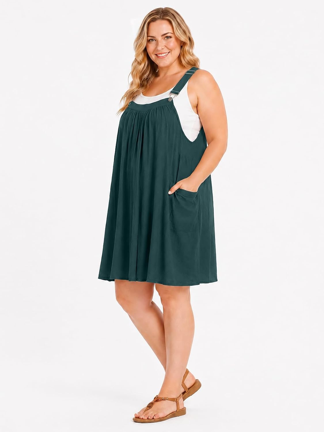 Moon Wood Plus Size Green Overall Dress - view 2