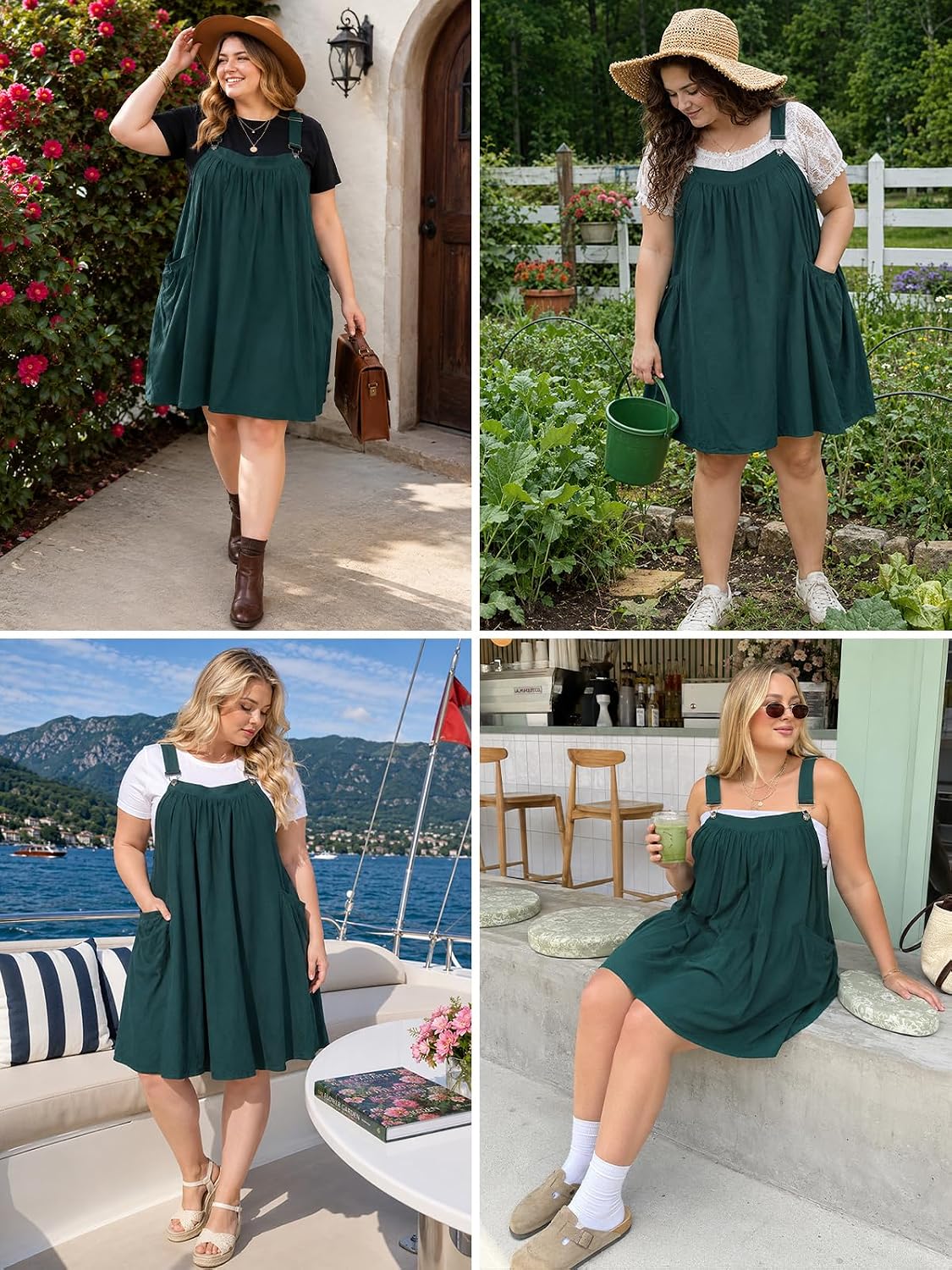 Moon Wood Plus Size Green Overall Dress - view 5