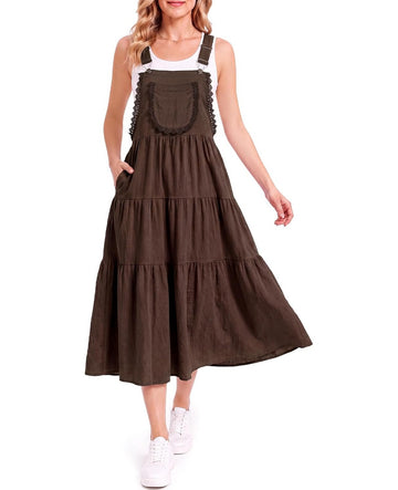 Moon Wood Coffee Lace Overall Dress - view 1