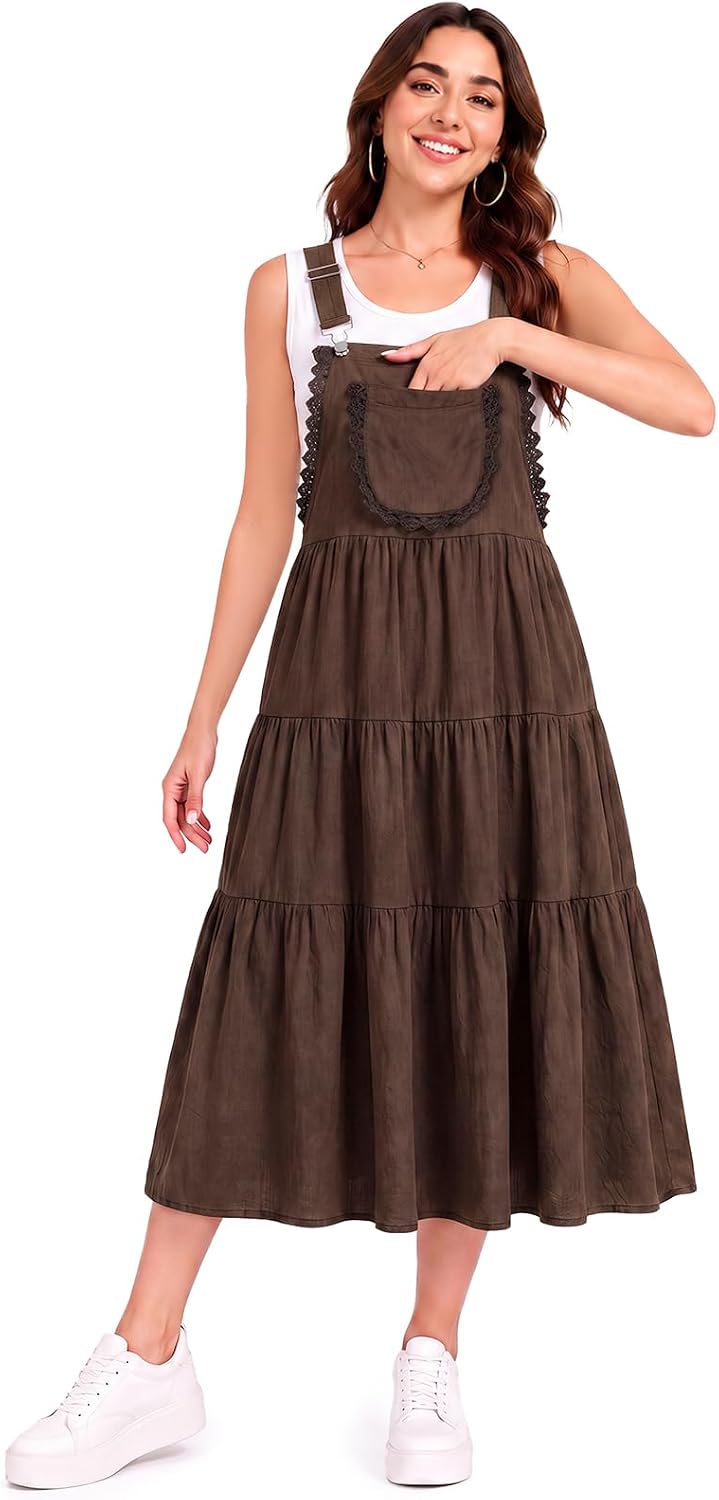 Moon Wood Coffee Lace Overall Dress - view 2