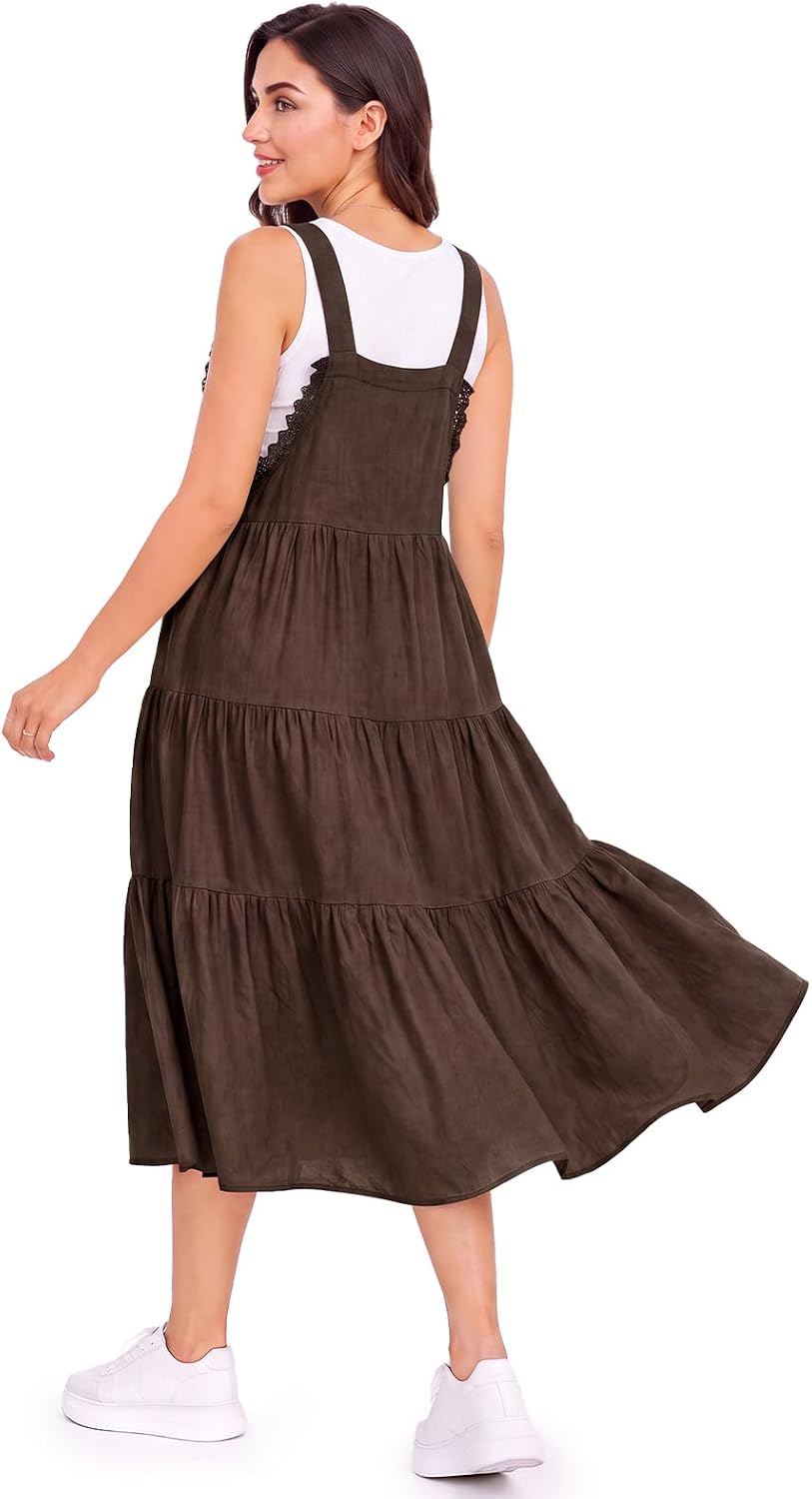 Moon Wood Coffee Lace Overall Dress - view 3