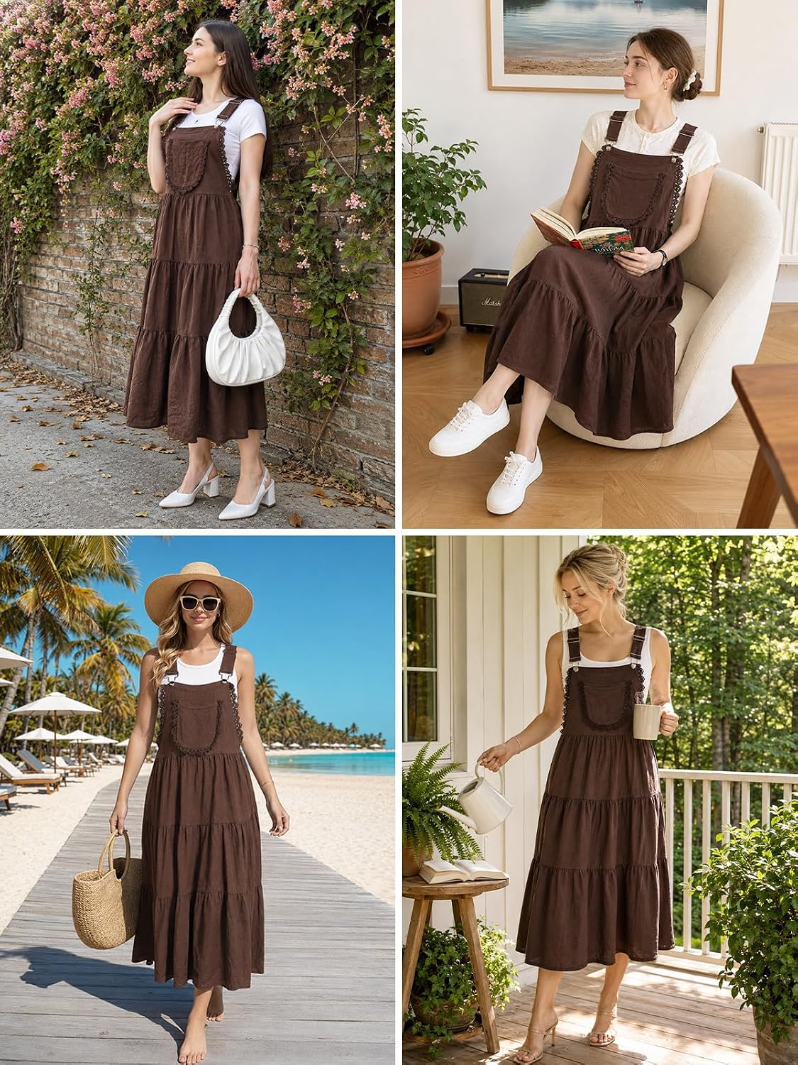 Moon Wood Coffee Lace Overall Dress - view 5