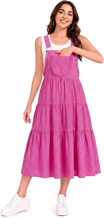 Moon Wood Hot Pink Lace Overall Dress - view 2