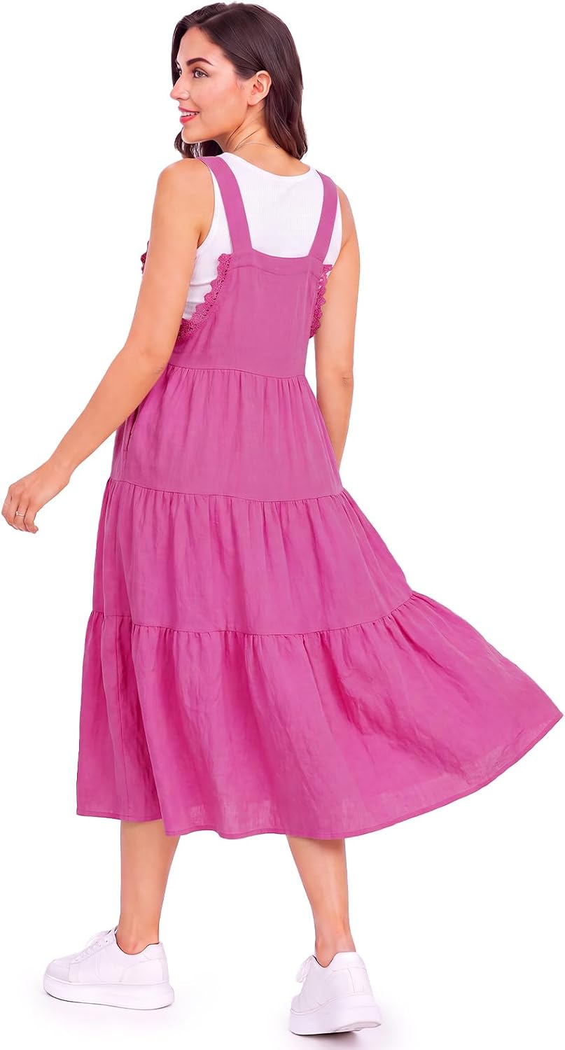 Moon Wood Hot Pink Lace Overall Dress - view 3