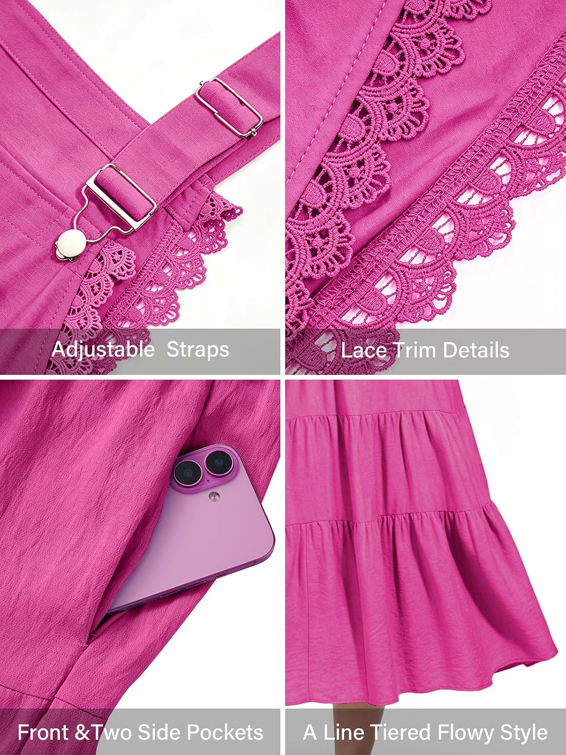 Moon Wood Hot Pink Lace Overall Dress - view 4