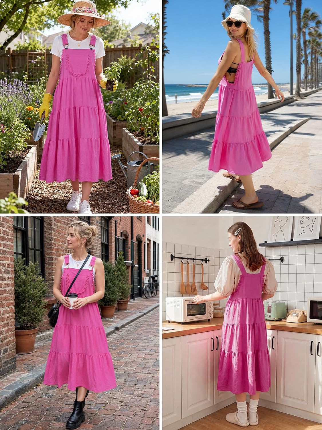 Moon Wood Hot Pink Lace Overall Dress - view 5