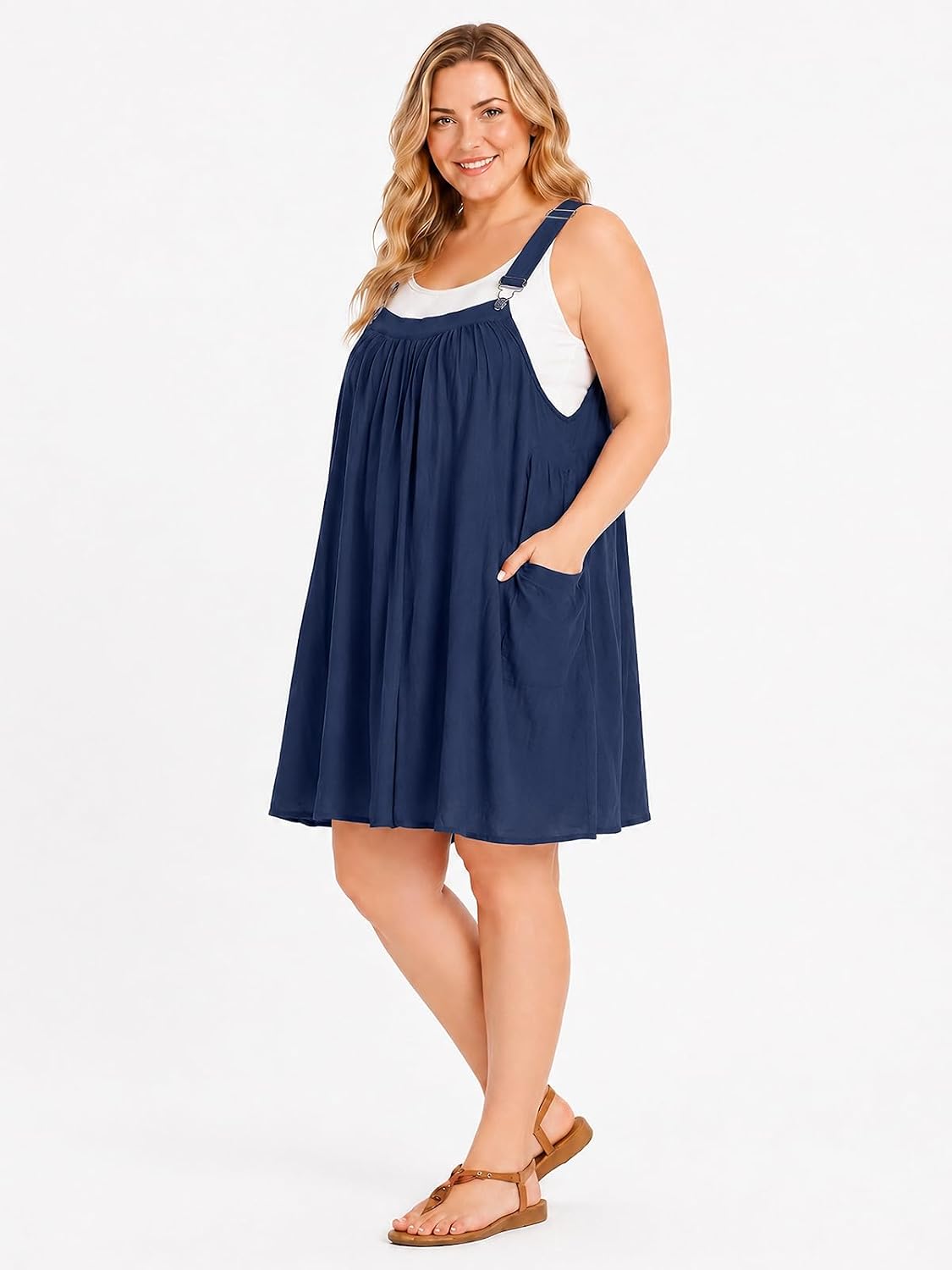 Moon Wood Plus Size Navy Overall Dress - view 2