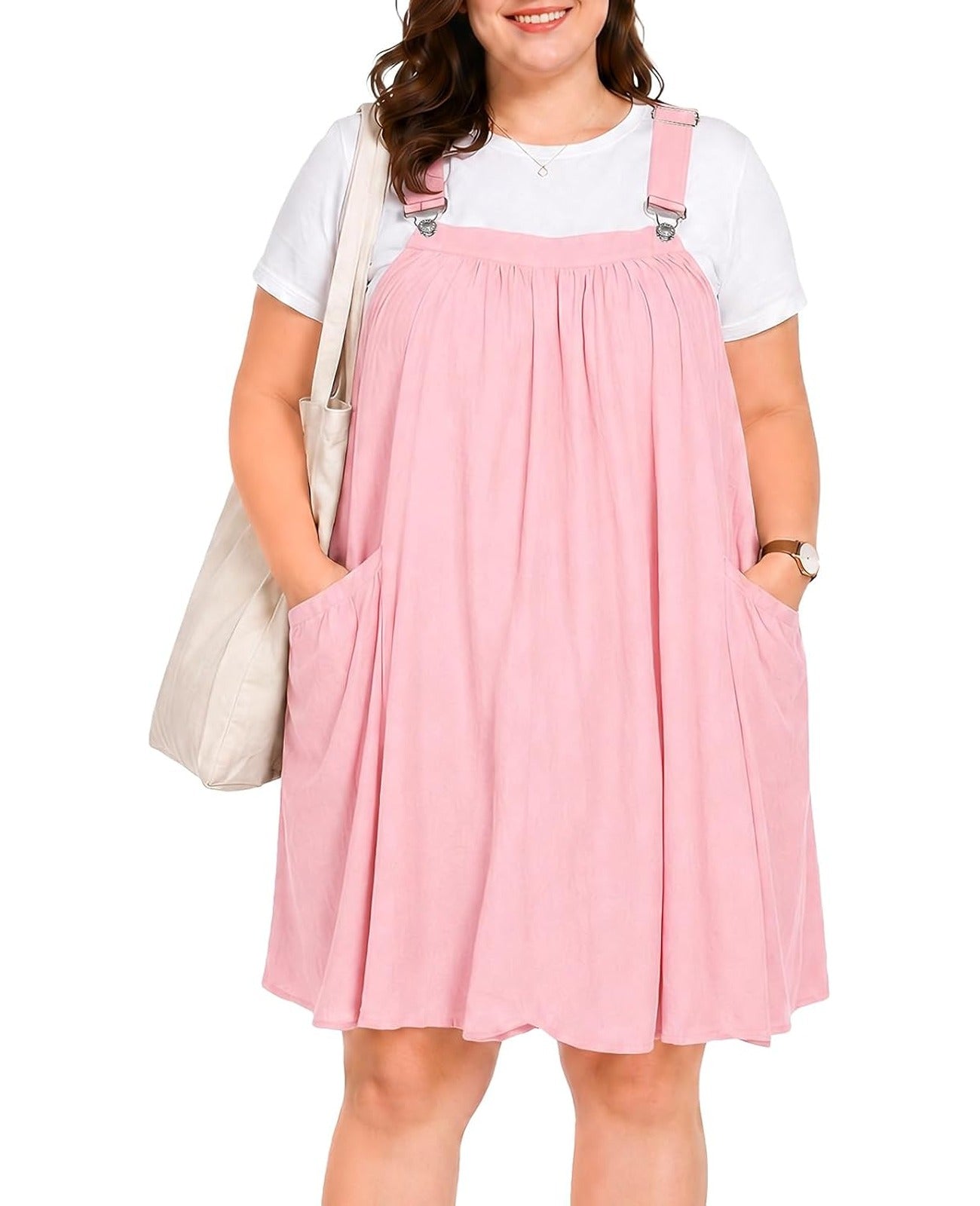 Moon Wood Plus Size Pink Overall Dress - main view