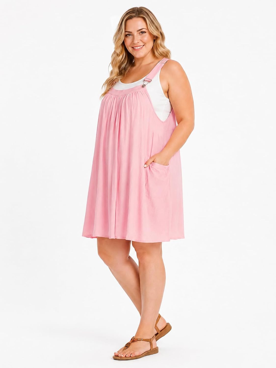 Moon Wood Plus Size Pink Overall Dress - view 2