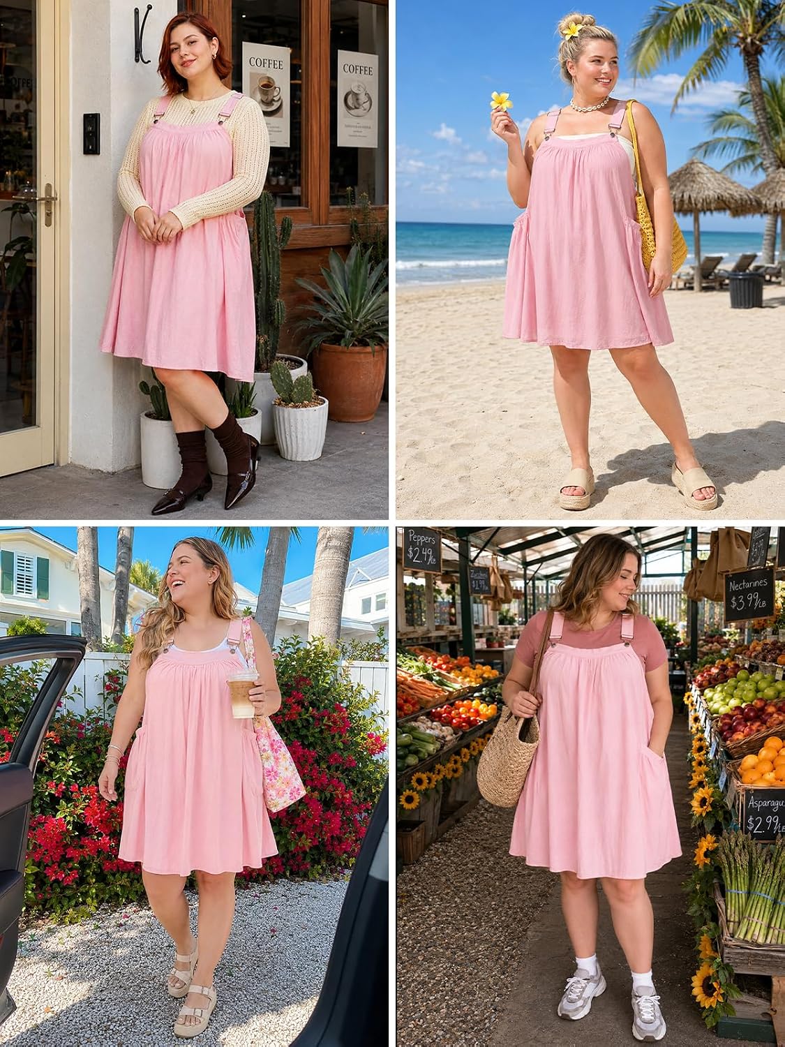Moon Wood Plus Size Pink Overall Dress - view 5