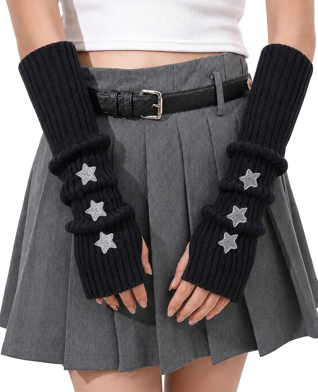 Moon Wood Plus Size Black grey Star Kawaii Harajuku Arm Warmers - view 1