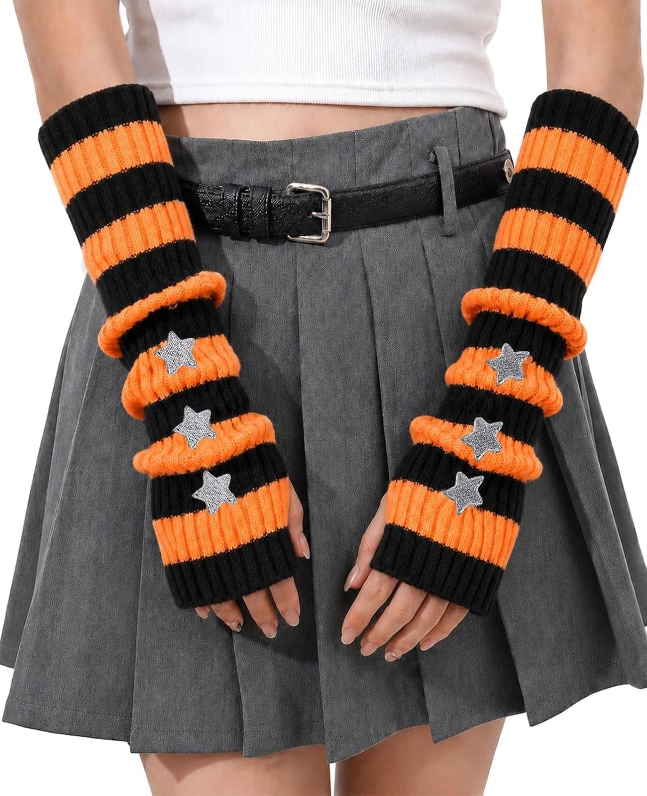 Moon Wood Plus Size Orange grey Star Kawaii Harajuku Arm Warmers - view 1