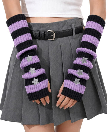 Moon Wood Plus Size Purple grey Star Kawaii Harajuku Arm Warmers - view 1