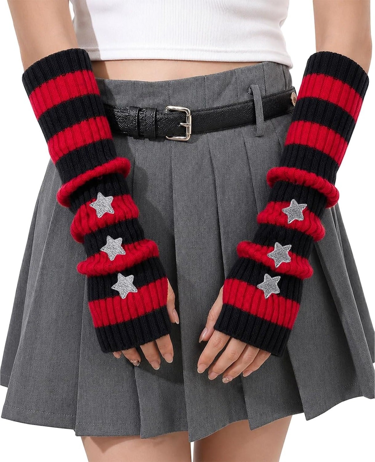 Moon Wood Plus Size Red grey Star Kawaii Harajuku Arm Warmers - view 1