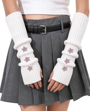 Moon Wood Plus Size White pink Star Kawaii Harajuku Arm Warmers - view 1