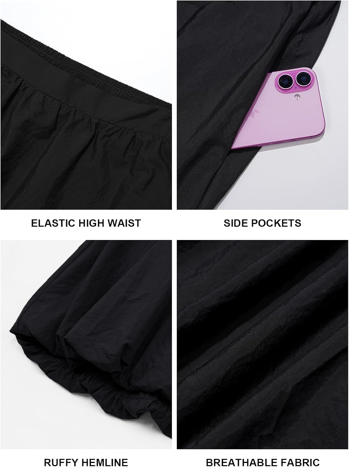 Moon Wood Plus Size Bubble Maxi Skirt with Pockets Puffy Hemline - Black - view 5