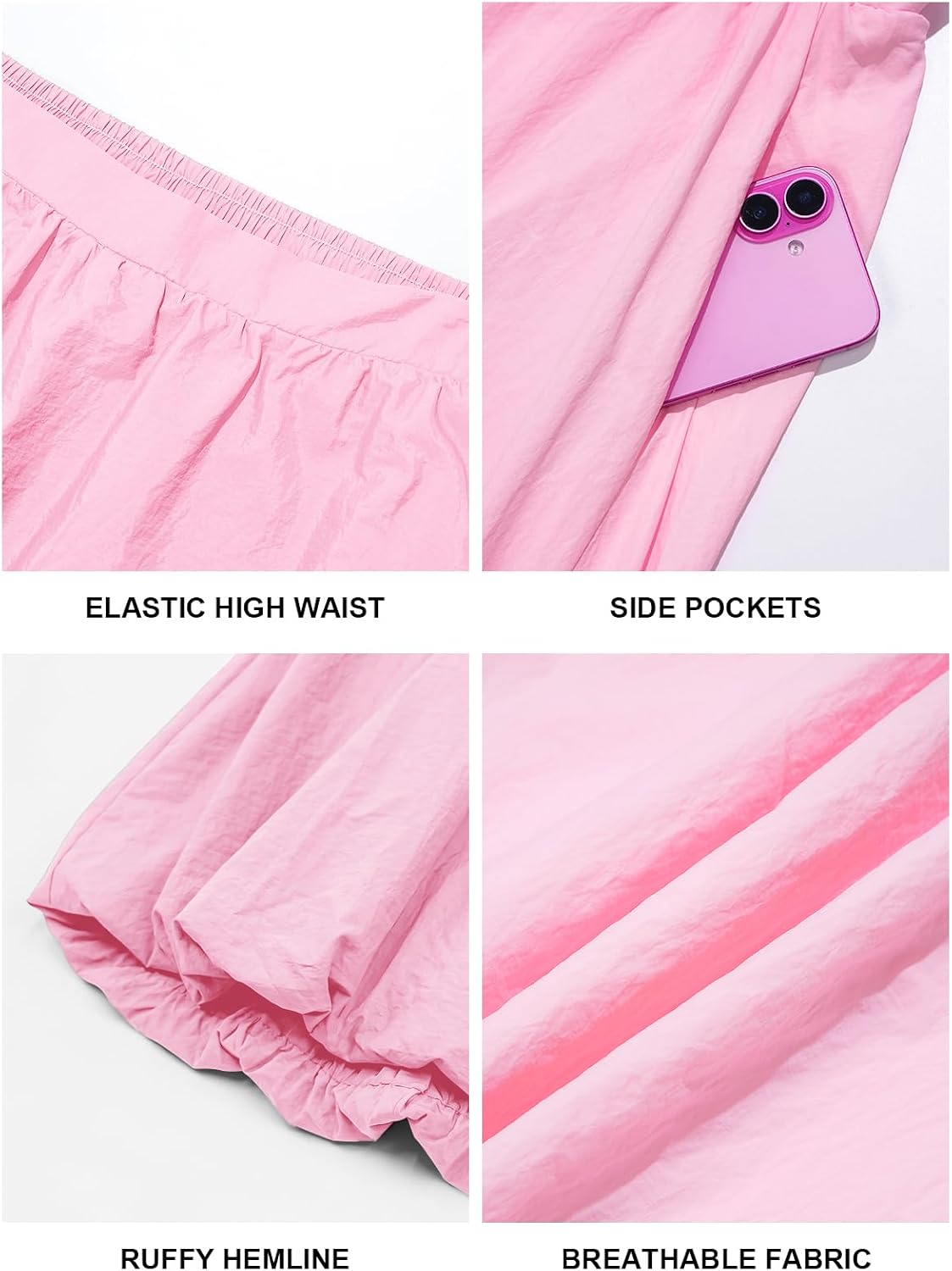 Moon Wood Plus Size Bubble Maxi Skirt with Pockets Puffy Hemline - Light Pink - view 5