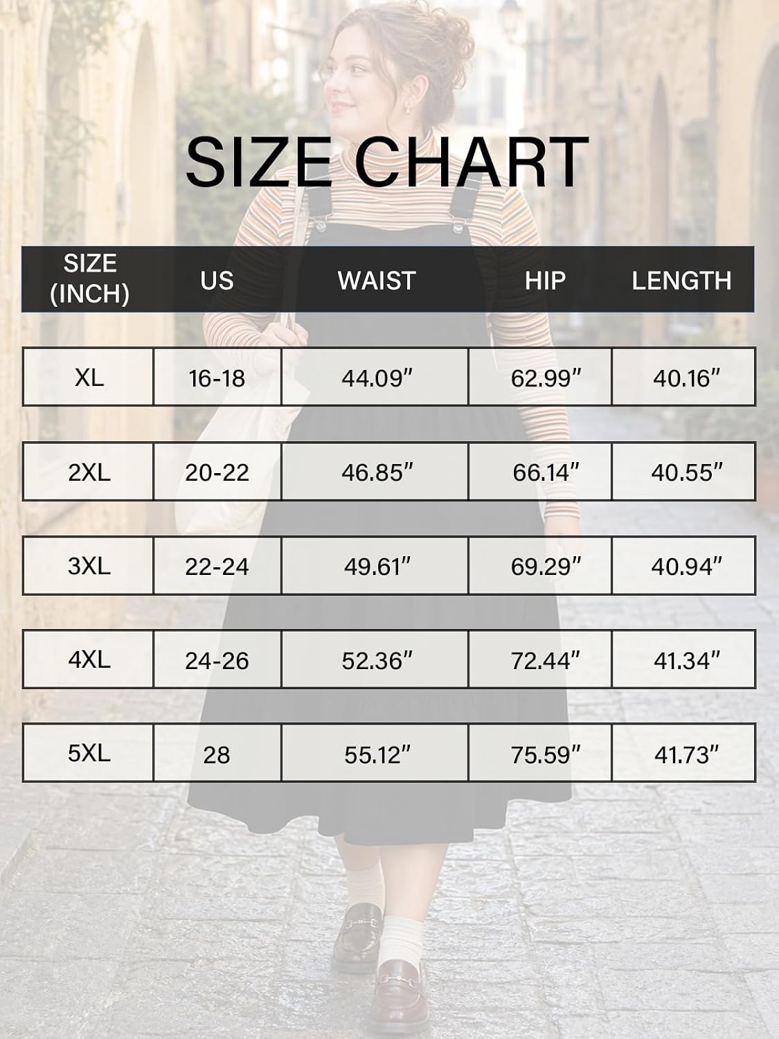 Moon Wood Plus Size Corduroy Overall Dress for Women Pinafore Jumper Dress - Black