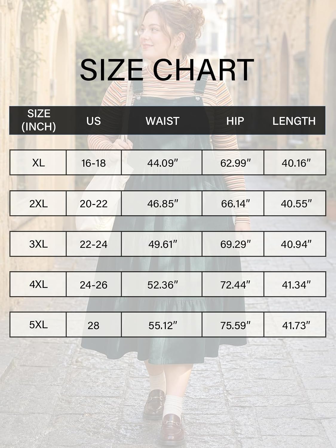 Moon Wood Plus Size Corduroy Overall Dress for Women Pinafore Jumper Dress - Dark Green