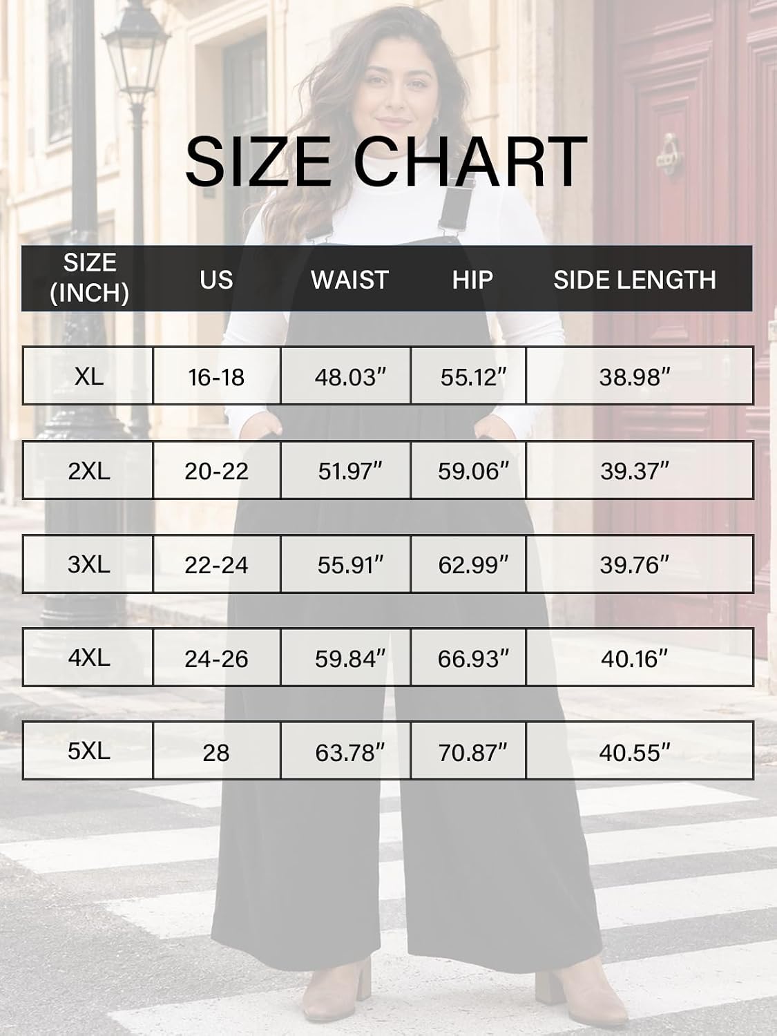 Moon Wood Plus Size Corduroy Overalls Wide Leg Jumpsuits for Women Casual - Black