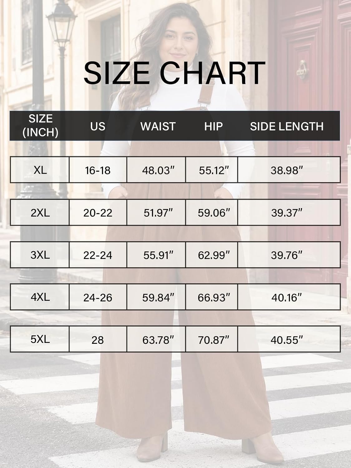 Moon Wood Plus Size Corduroy Overalls Wide Leg Jumpsuits for Women Casual - Coffee