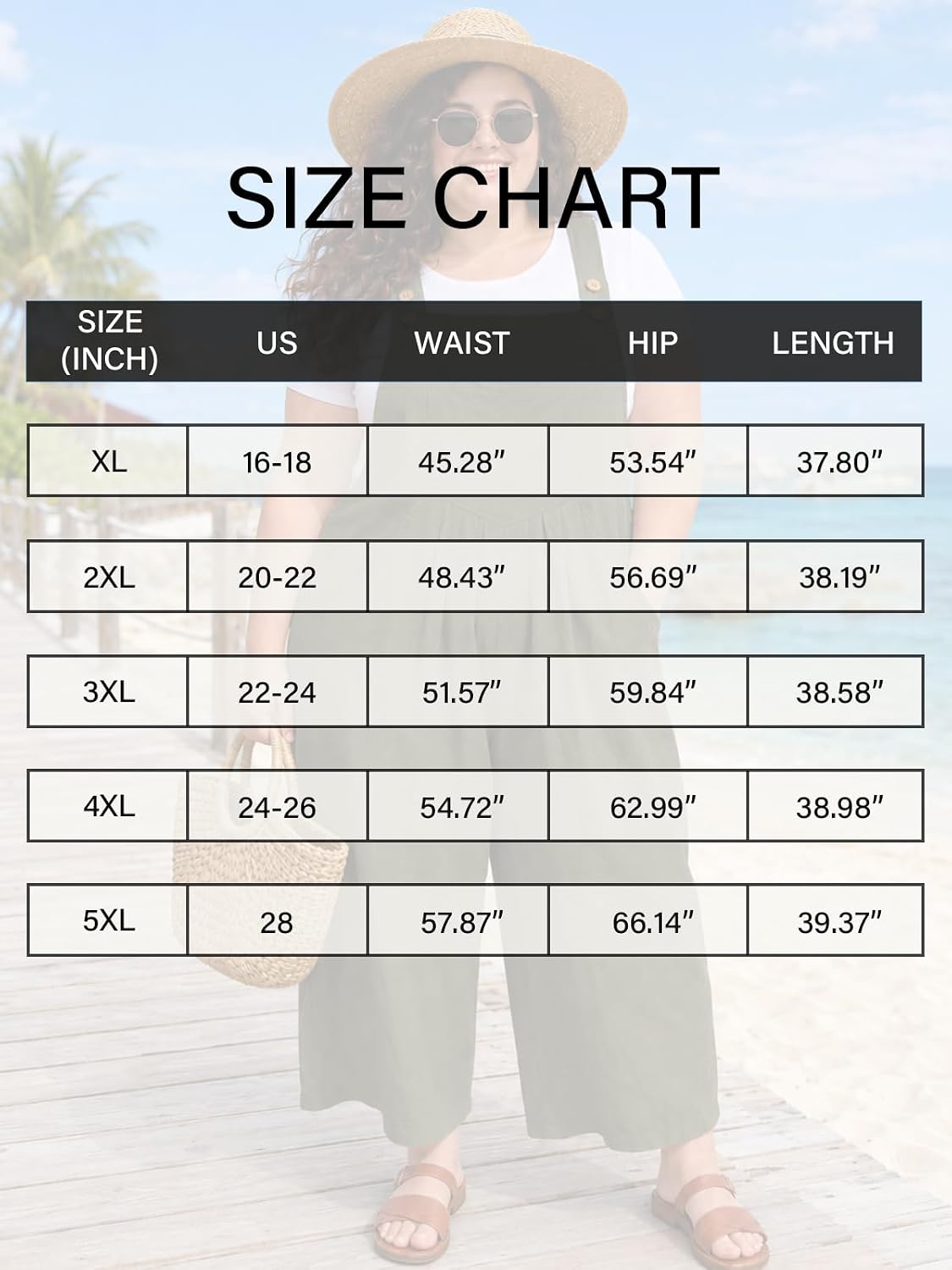 Moon Wood Plus Size Cotton Overalls for Women Summer Jumpsuit with Pockets - Army Green - view 7