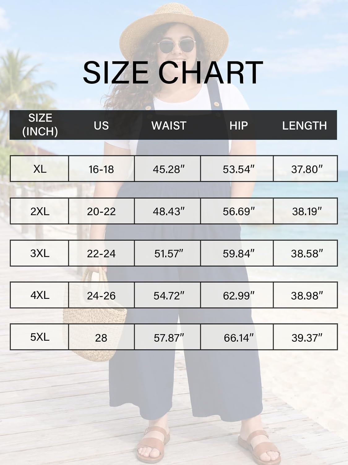 Moon Wood Plus Size Cotton Overalls for Women Summer Jumpsuit with Pockets - Navy Blue - view 7