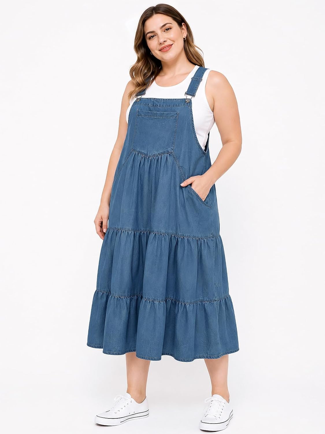 Moon Wood Plus Size Ashleigh Blue Denim Overall Dress - view 2