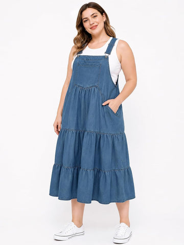 Moon Wood Plus Size Ashleigh Blue Denim Overall Dress - view 2