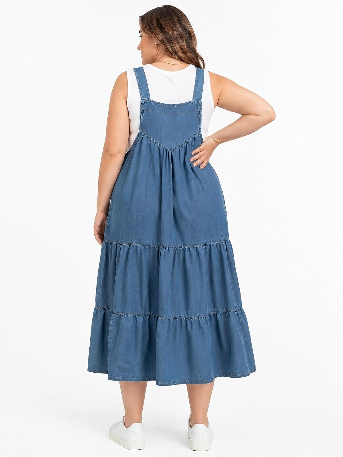 Moon Wood Plus Size Ashleigh Blue Denim Overall Dress - view 3