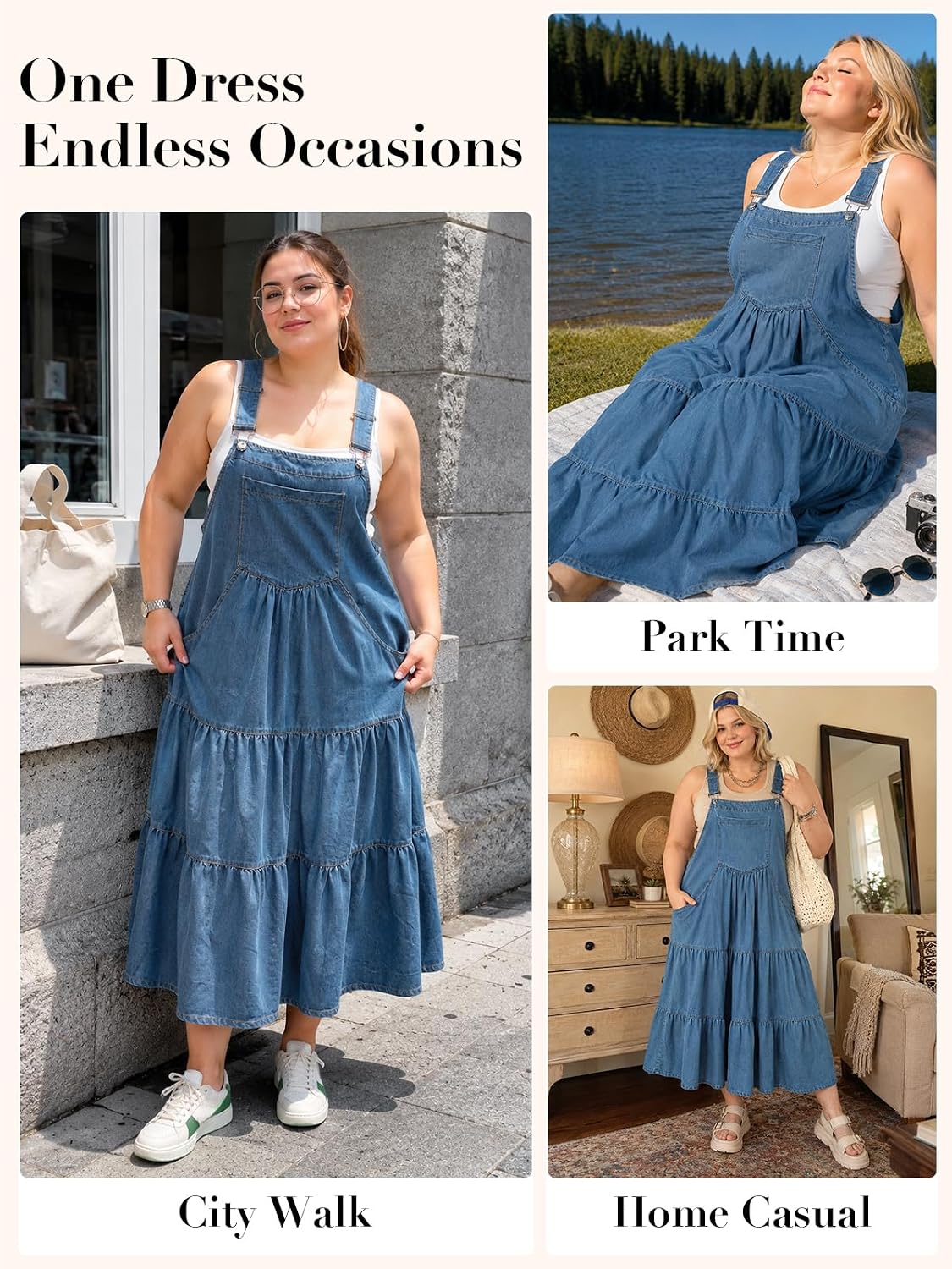 Moon Wood Plus Size Ashleigh Blue Denim Overall Dress - view 5