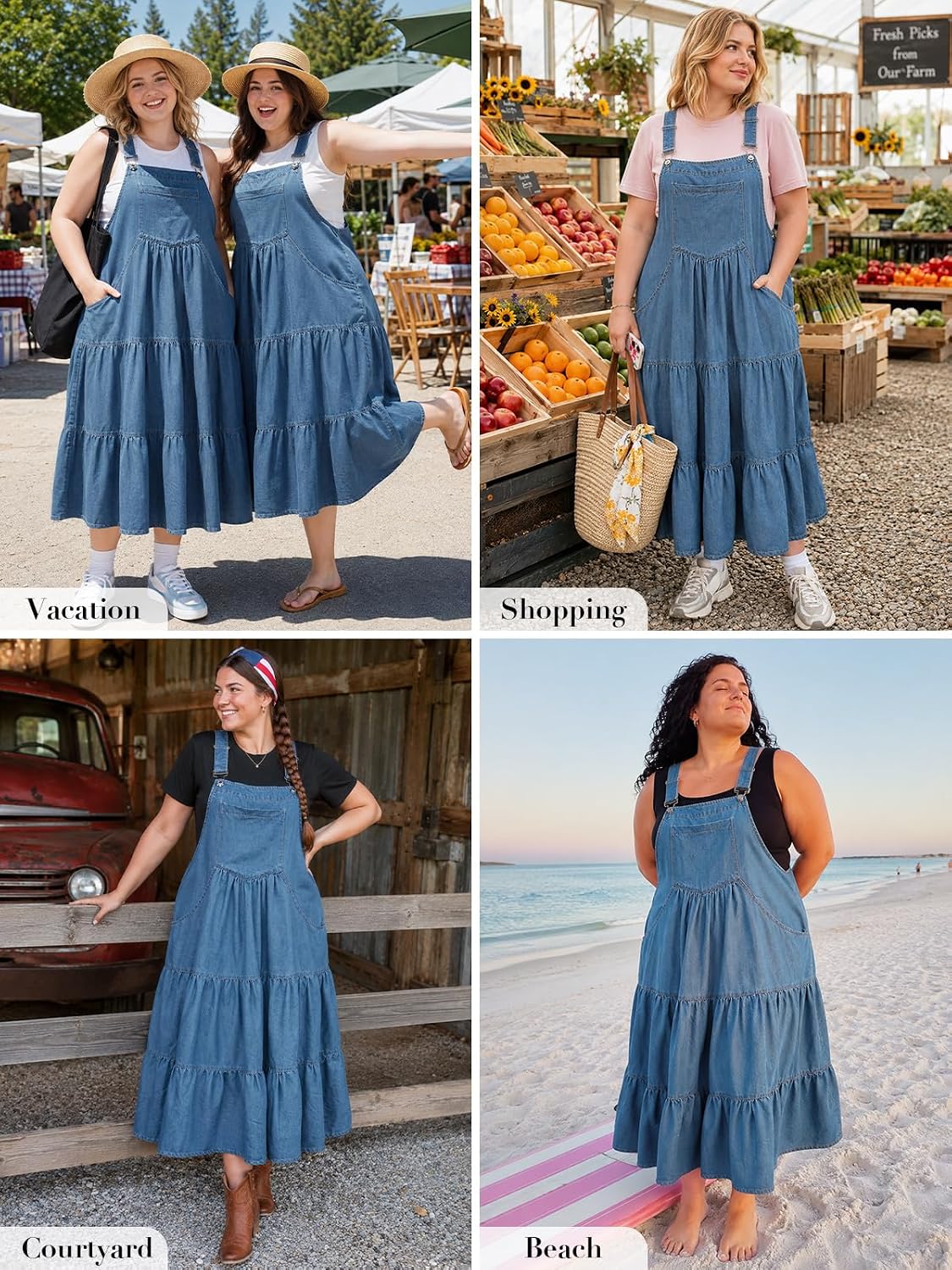 Moon Wood Plus Size Ashleigh Blue Denim Overall Dress - view 6