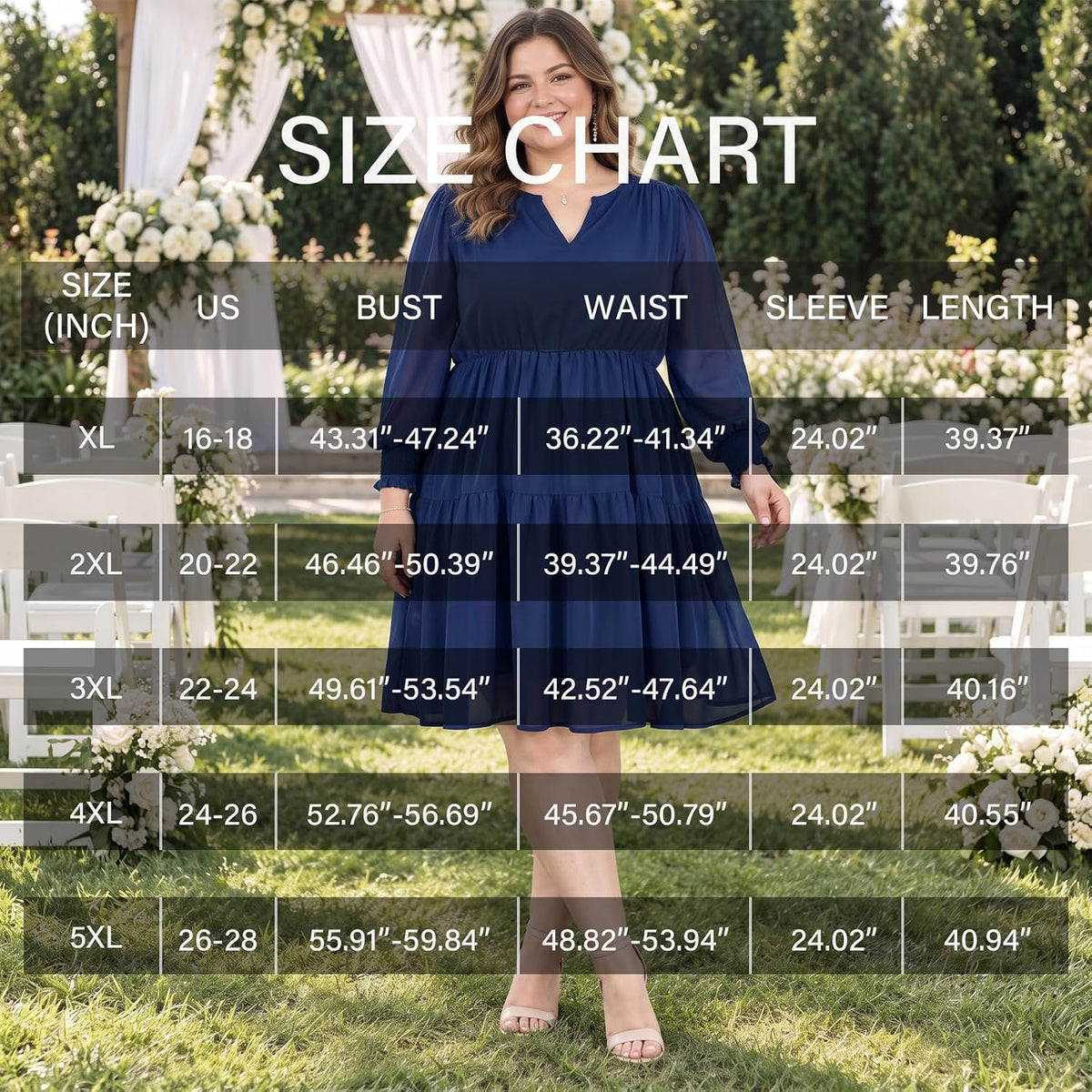 Moon Wood Plus Size Fall Dresses for Womens Long Sleeve Mini Dress with Pockets - Navy