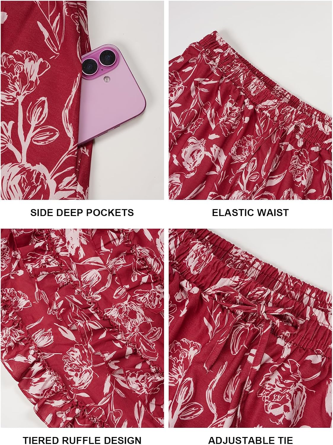 Moon Wood Plus Size Floral Maxi Skirts for Women Long Skirt with Pockets - Floral02