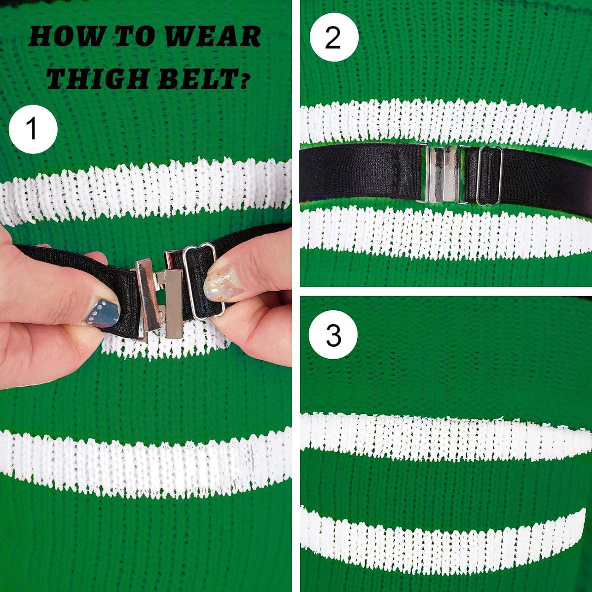 Moon Wood Plus Size Leg Warmers for Women Long Knit Over Knee - Light Emerald & White - view 3