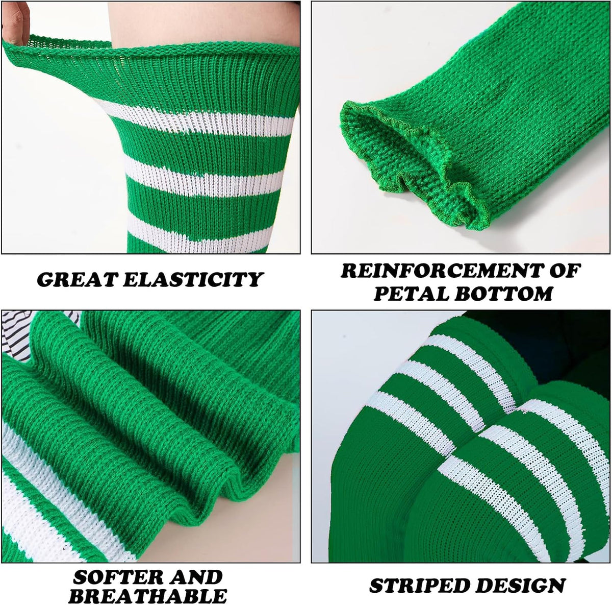 Moon Wood Plus Size Leg Warmers for Women Long Knit Over Knee - Light Emerald & White - view 4