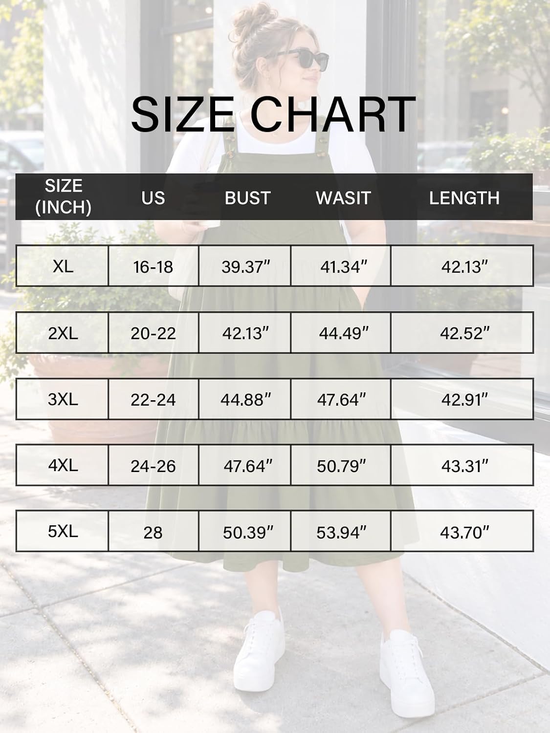 Moon Wood Plus Size Overall Dress for Women Summer Casual Maxi Jumper Dress - Army Green