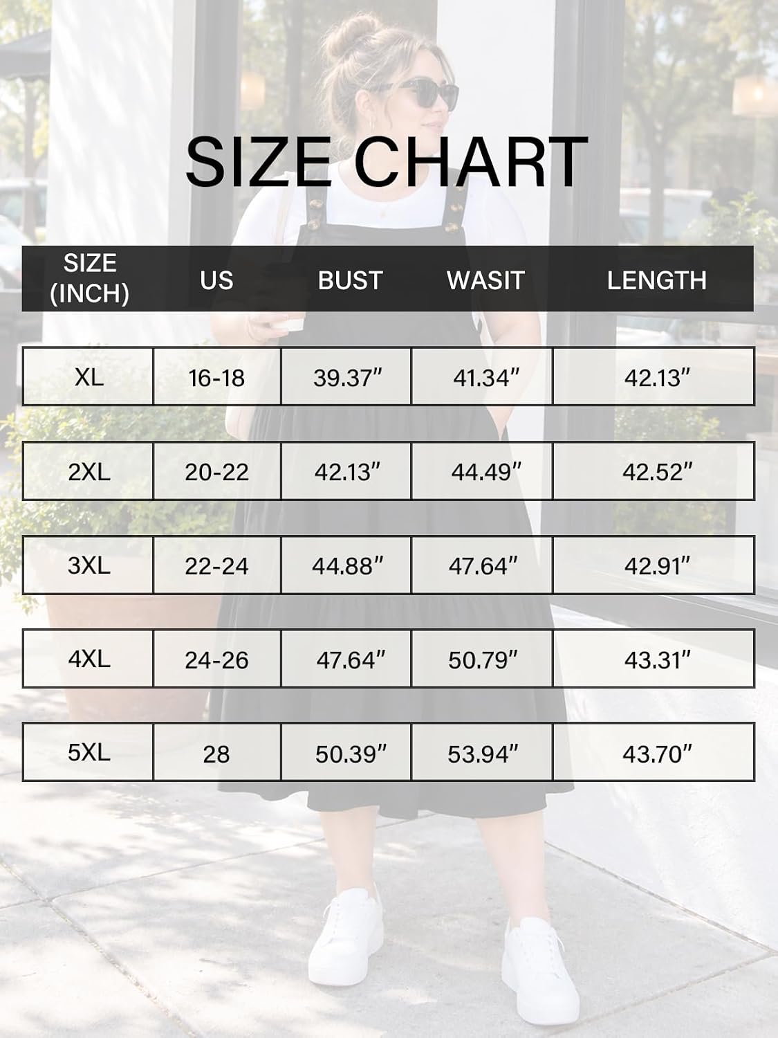 Moon Wood Plus Size Overall Dress for Women Summer Casual Maxi Jumper Dress - Black